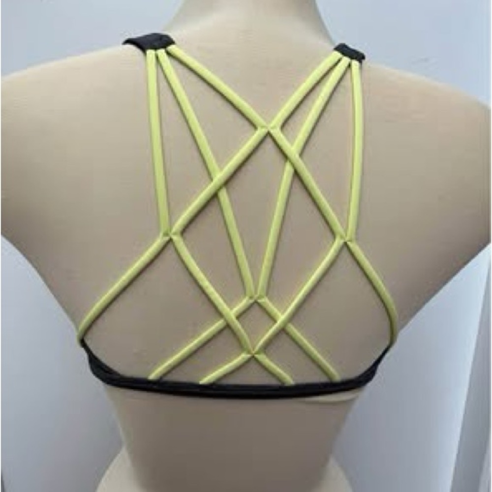 LULULEMON Strappy Yellow and Charcoal Bra size 8